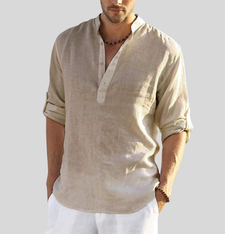 Noah | Men's Cotton-Linen Henley Shirt