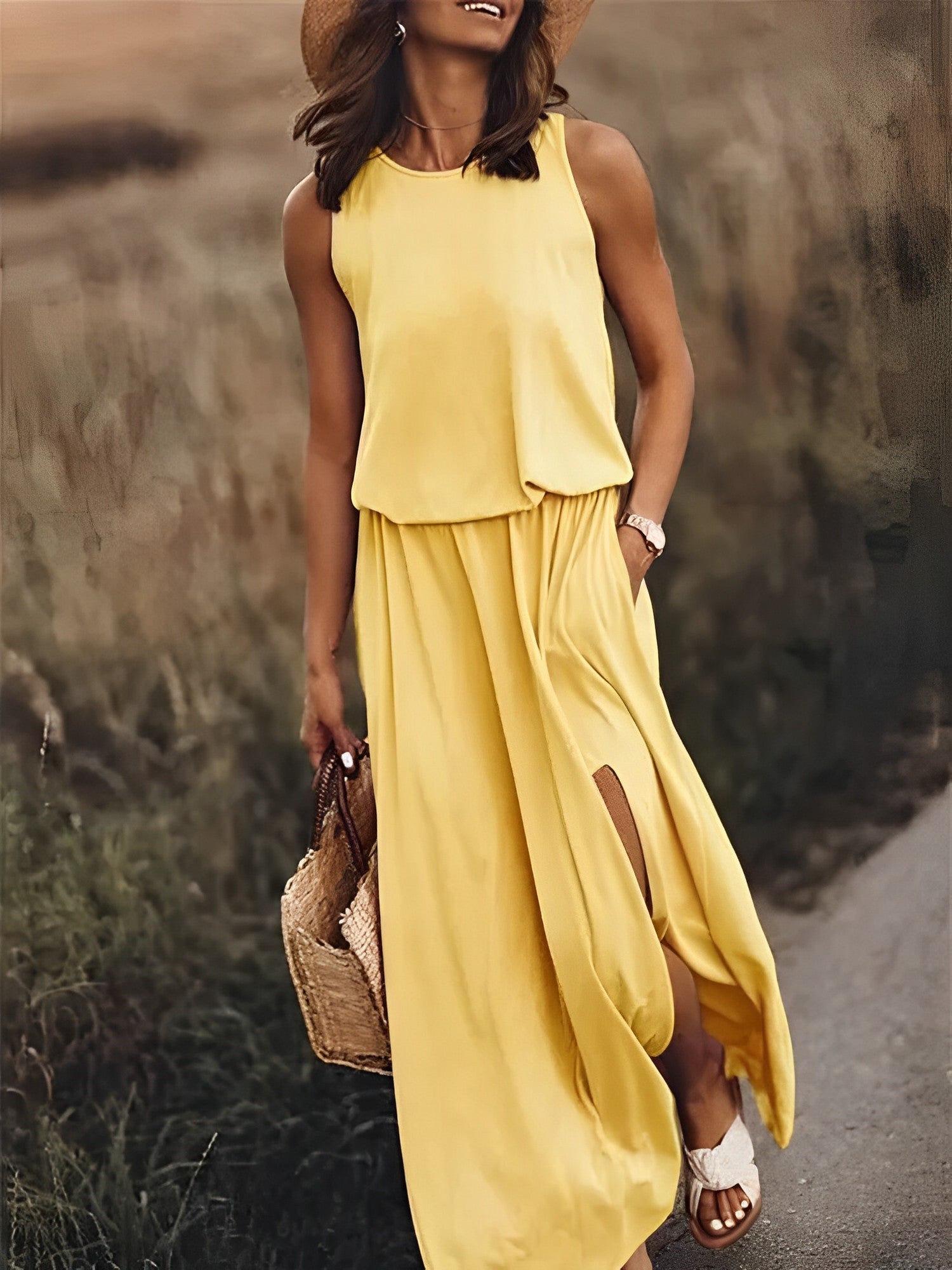 Ruby | Women's Sleeveless Round Neck Maxi Dress