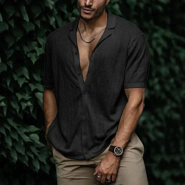 Diego | Men's Cuban Collar Button Down Shirt