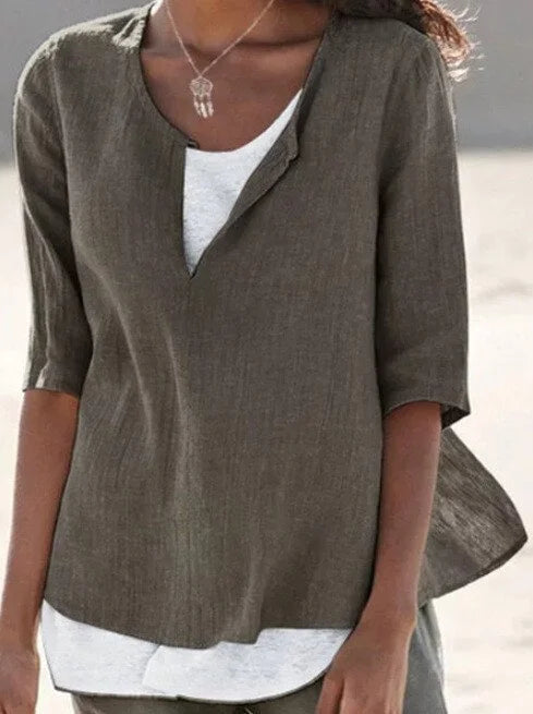 Naomi | Women's V Neck Half Sleeve Casual Blouse