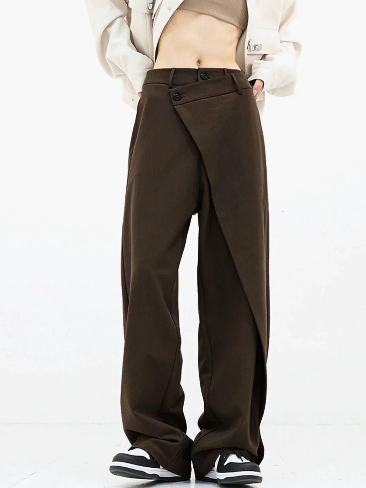 Clara | Women's Asymmetric Wrap Wide-Leg Trousers