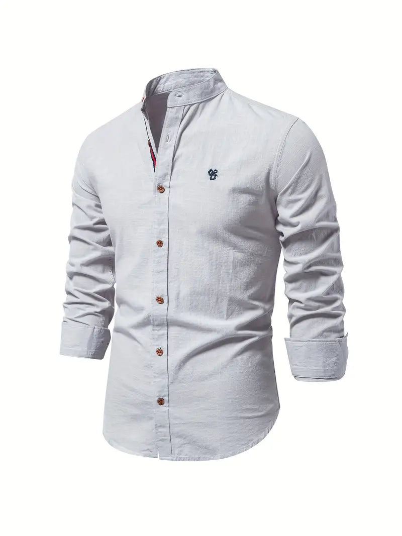 Ethan | Men's Mandarin Collar Button-Down Shirt