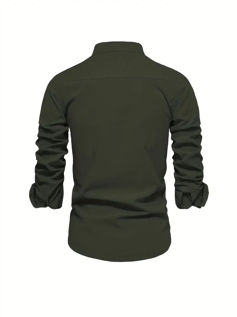 Ethan | Men's Mandarin Collar Button-Down Shirt
