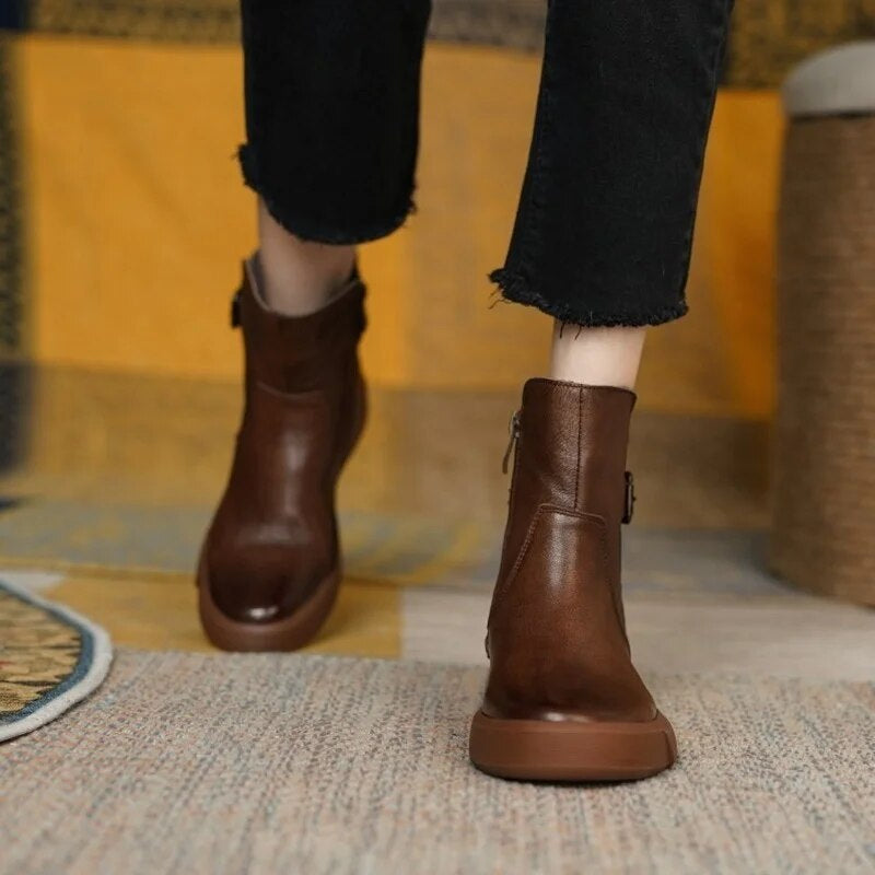 Riley | Women's Leather Platform Ankle Boots