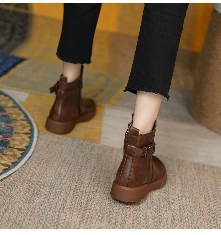 Riley | Women's Leather Platform Ankle Boots