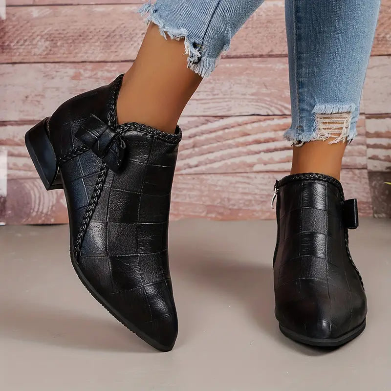 Elena | Women's Side Zip Chunky Heel Ankle Boots