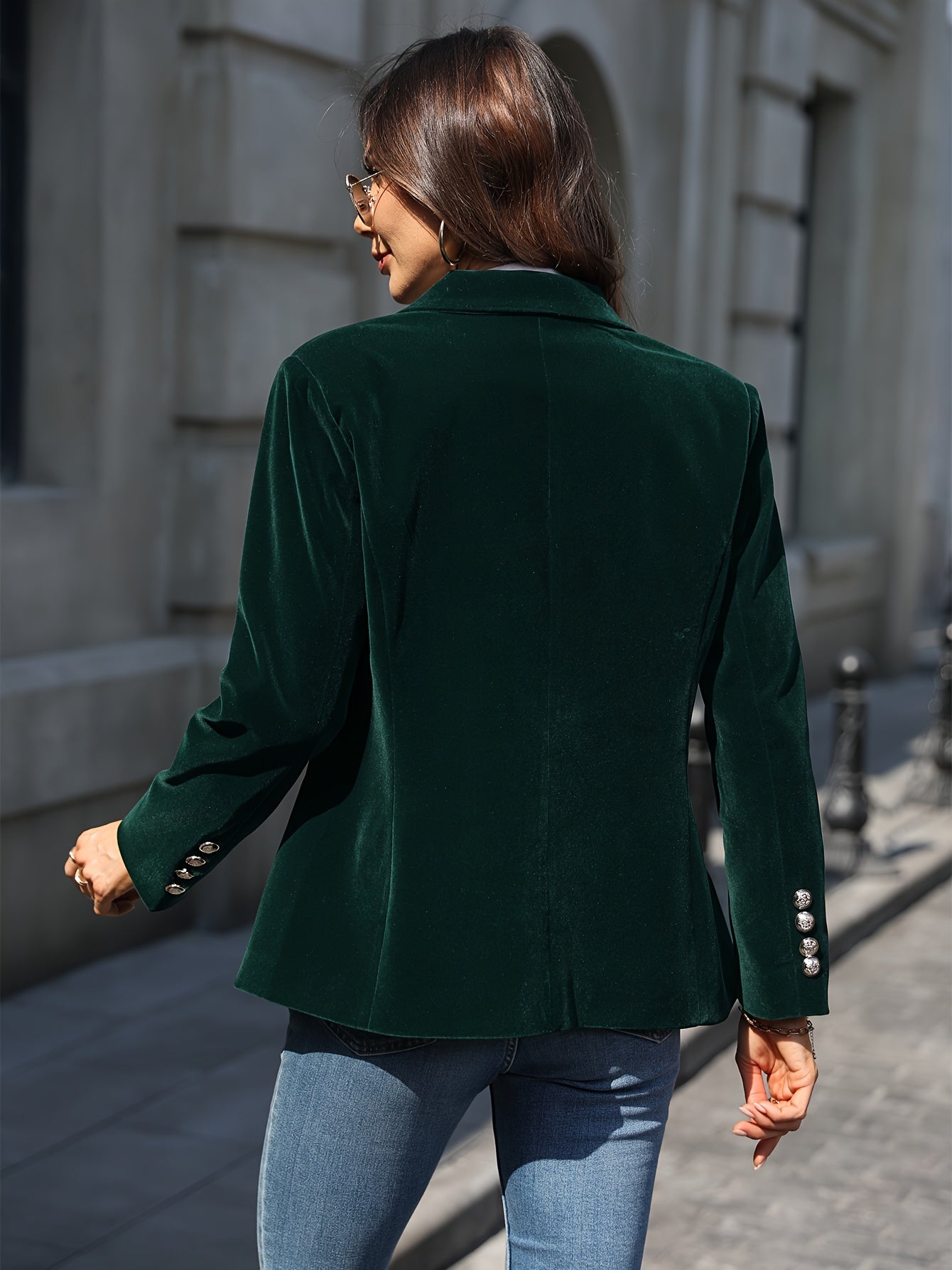 Valeria | Women's Tailored Velvet Button Blazer