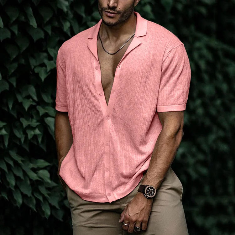 Diego | Men's Cuban Collar Button Down Shirt