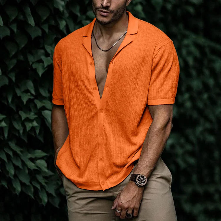 Diego | Men's Cuban Collar Button Down Shirt