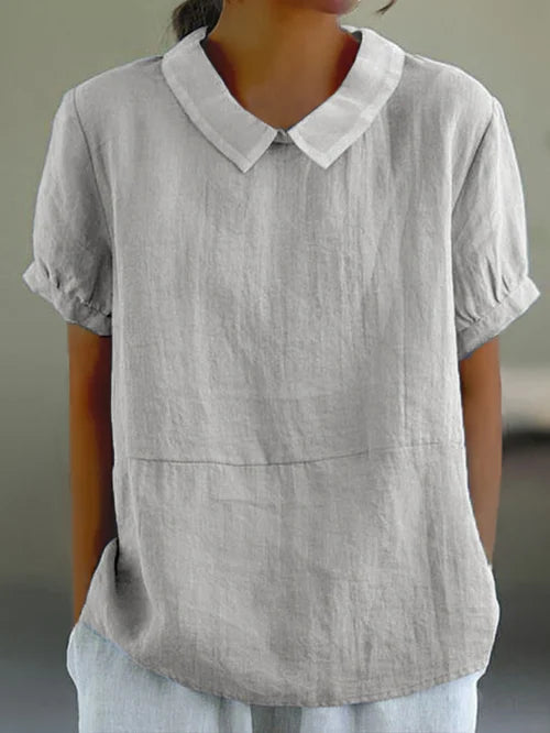 Lena | Women's Collared Short Sleeve Casual Blouse