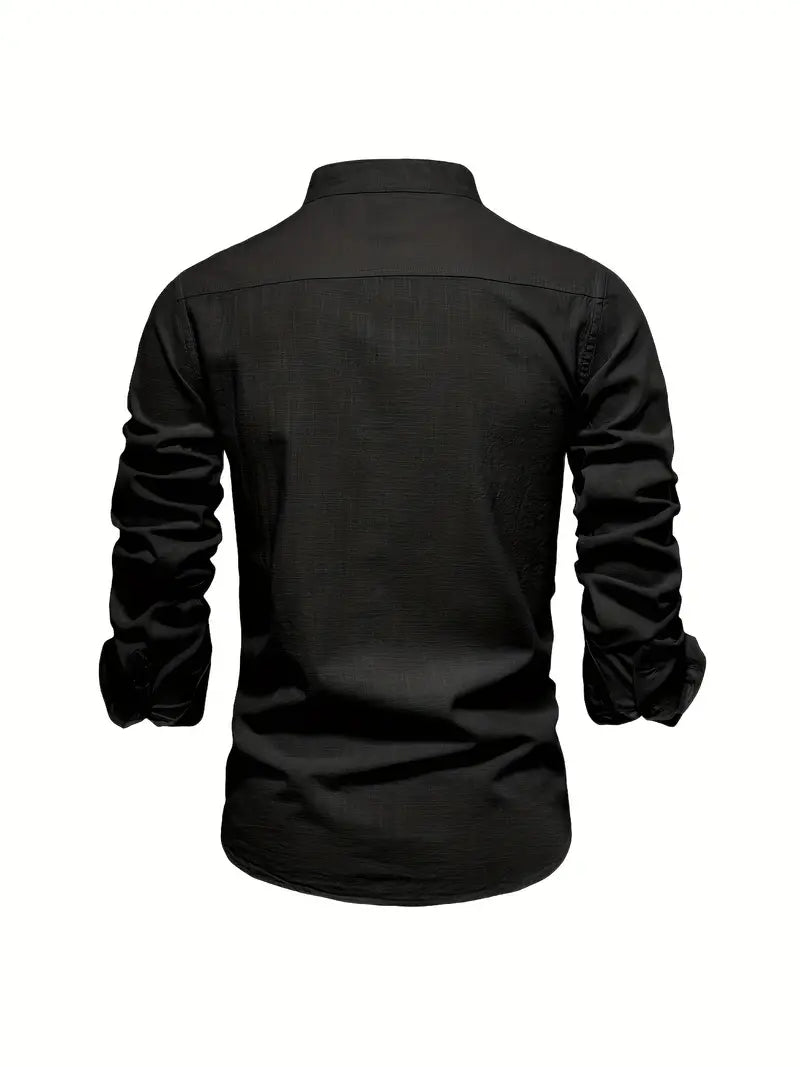 Ethan | Men's Mandarin Collar Button-Down Shirt