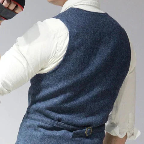 Oliver | Men's Tailored Herringbone Button Front Vest
