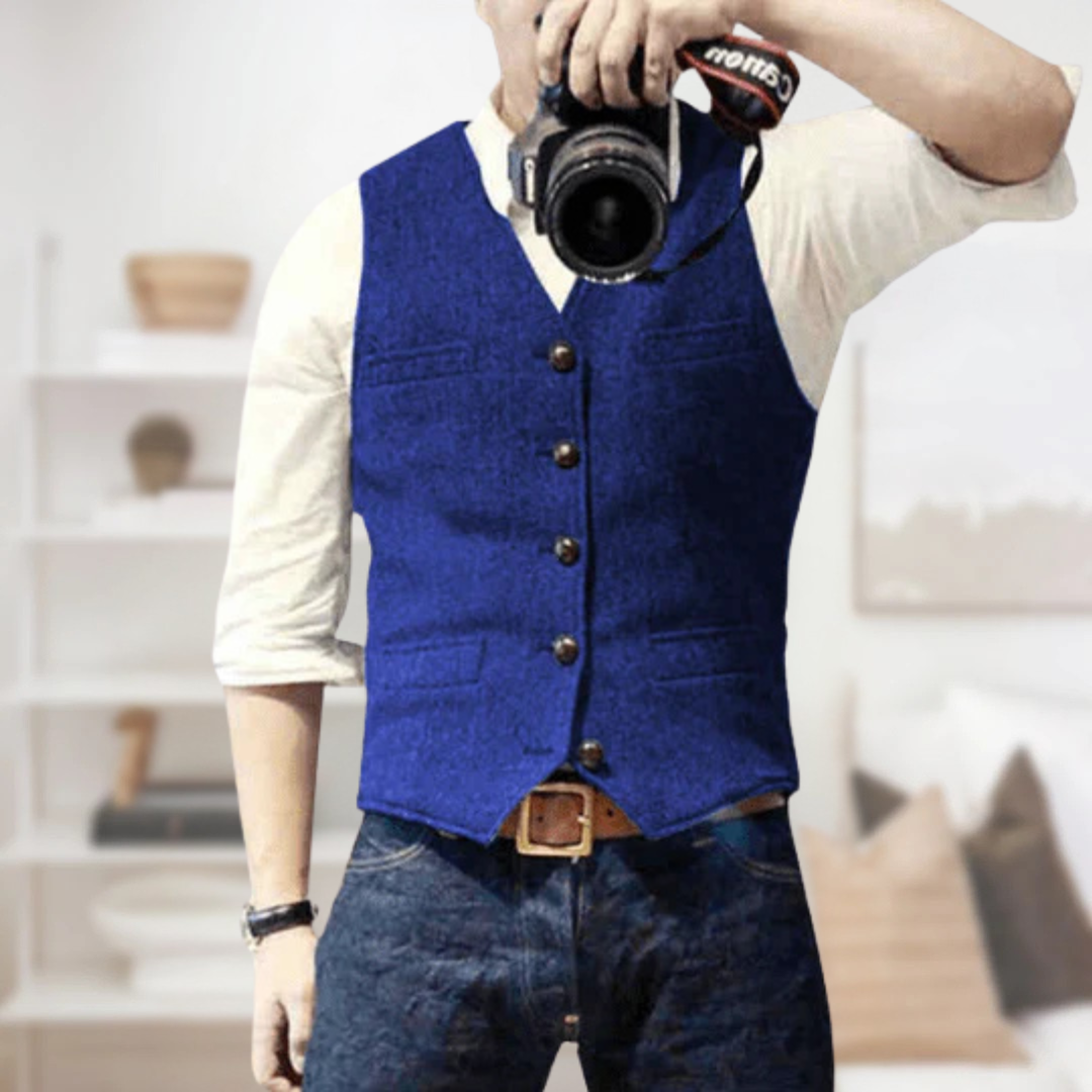 Oliver | Men's Tailored Herringbone Button Front Vest