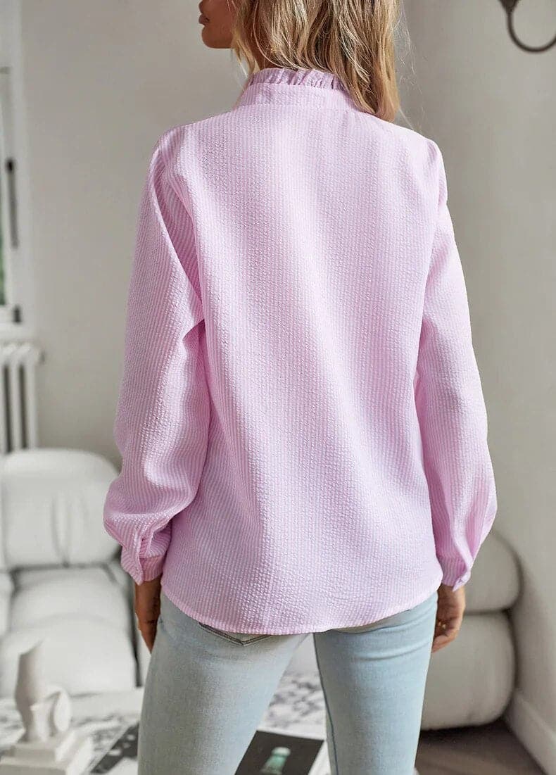 Isla | Women's Ruffle Trim Striped Blouse