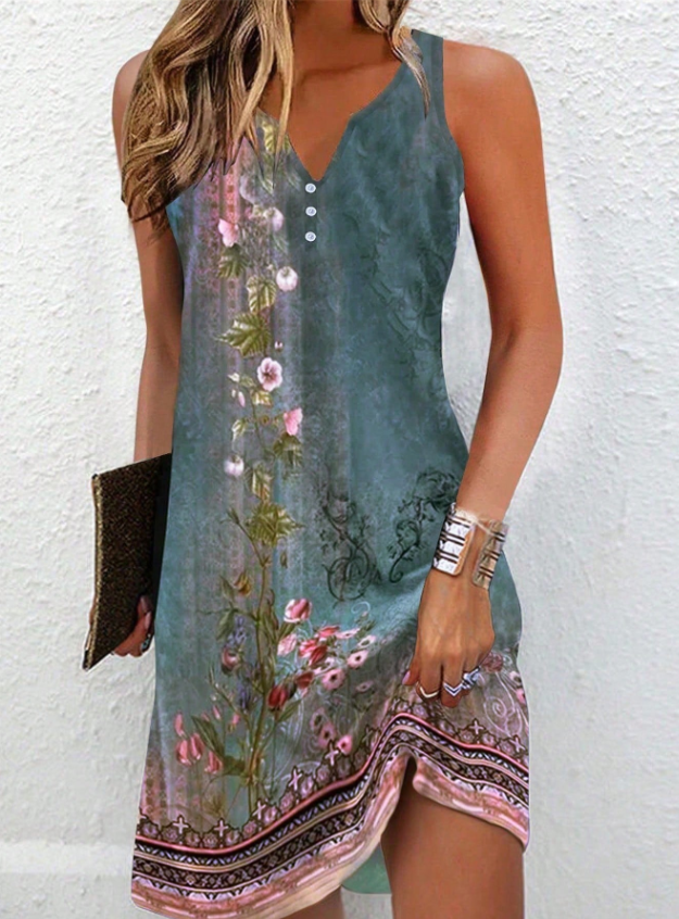 Mila | Women's Sleeveless Printed A-Line Summer Dress