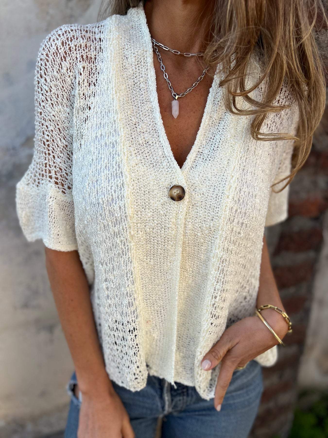 Willow | Women's Hollow Out Short Sleeve Knit Top