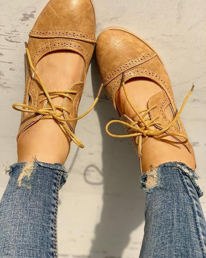 Audrey | Women's Vintage Lace-Up Block Heel Shoes