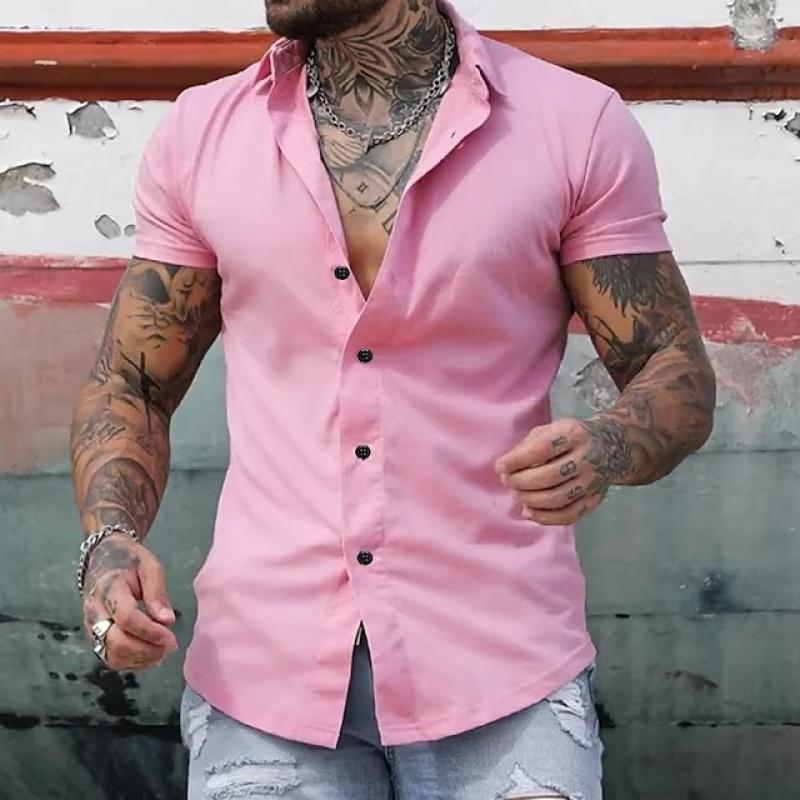 Oscar | Men's Lapel Short Sleeve Button Down Shirt