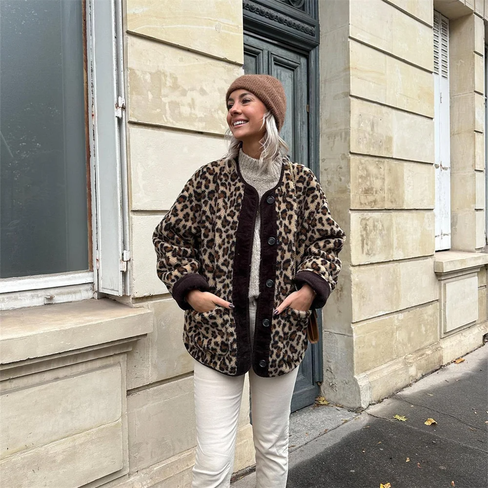 Sienna | Women's Leopard Print Cozy Button-Up Jacket