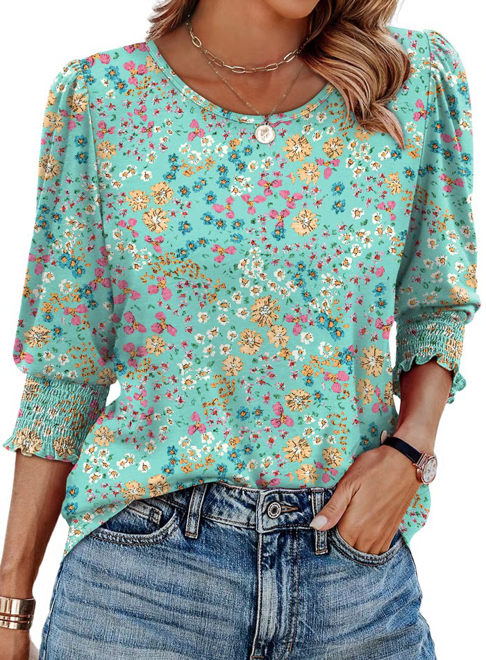 Mia | Women's Printed Round Neck Blouse