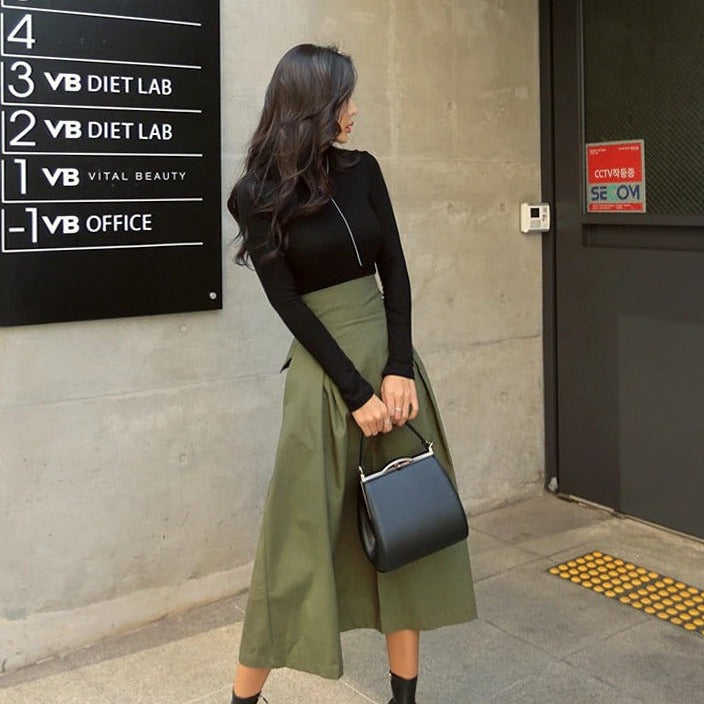 Olivia | Women's High Waist Pleated A-Line Skirt