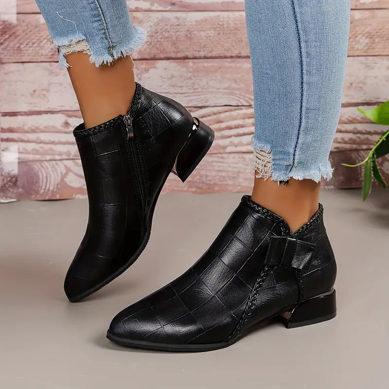 Elena | Women's Side Zip Chunky Heel Ankle Boots
