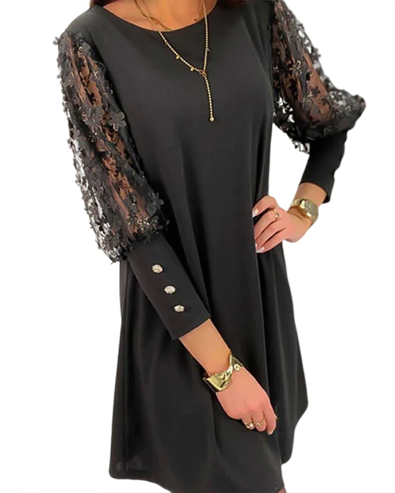 Chloe | Women's Lace Sheer Sleeve Mini Dress