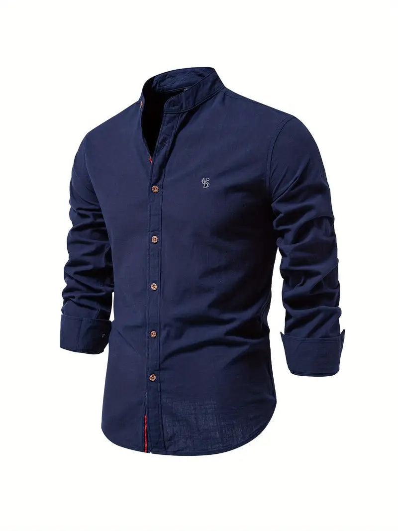 Ethan | Men's Mandarin Collar Button-Down Shirt