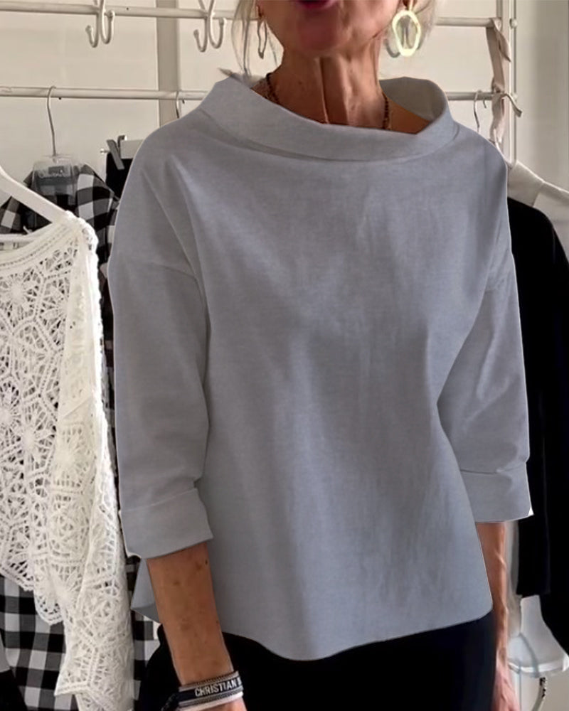 Clara | Women's Cowl Neck 3/4 Sleeve Top