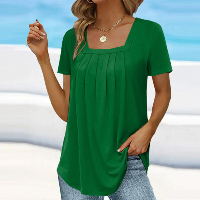 Clara | Women's Square Neck Pleated Blouse