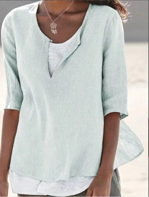 Naomi | Women's V Neck Half Sleeve Casual Blouse