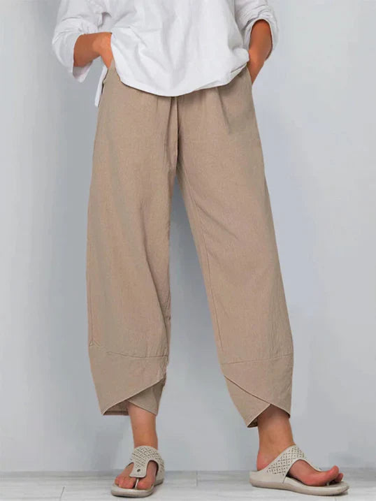 Elena | Women's Loose Fit Cropped Casual Trousers