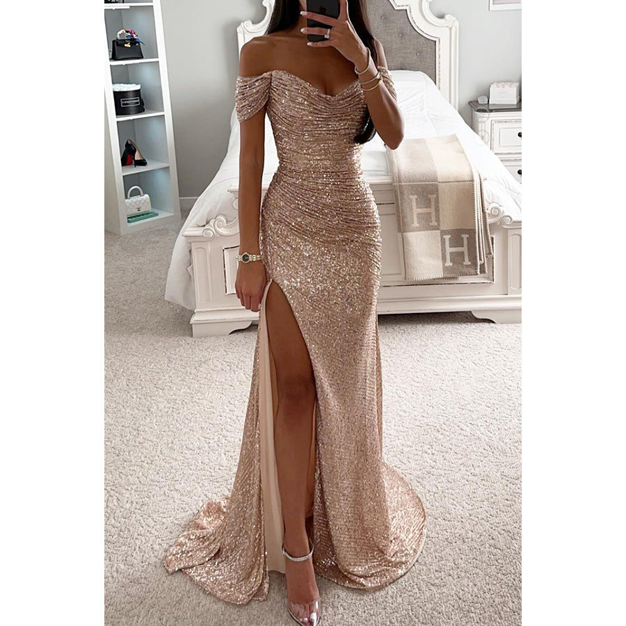 Gabriella | Women's Off-Shoulder High Slit Maxi Dress