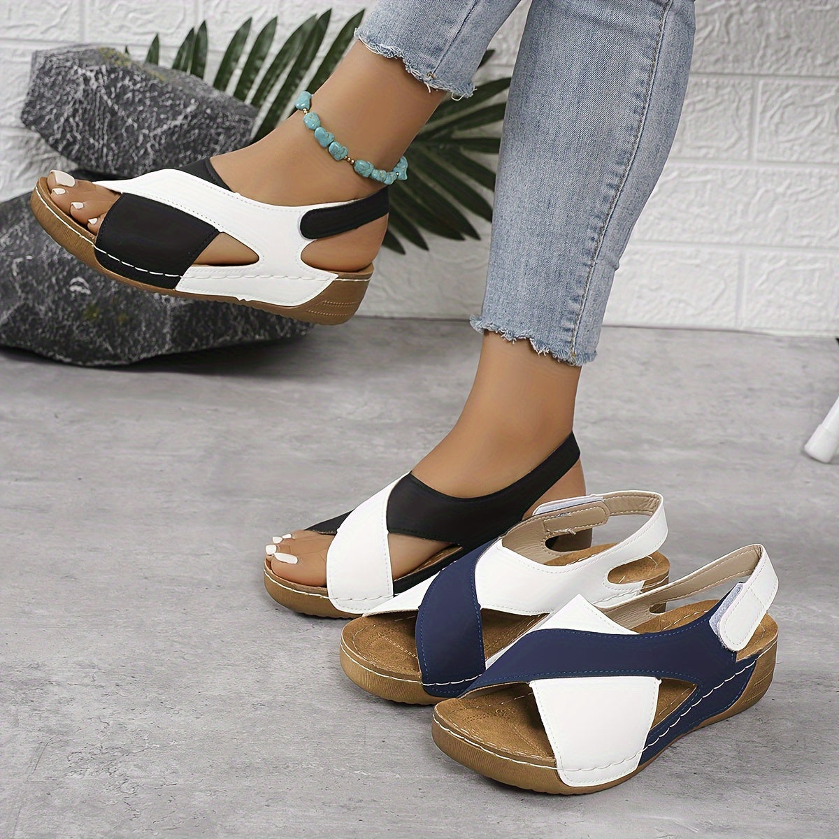 Lila | Women's Color-Block Slingback Wedge Sandals