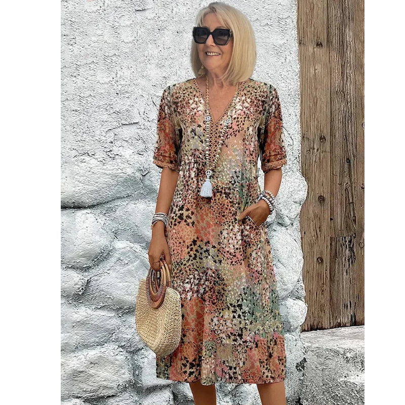 Harper | Women's Loose Fit 3/4 Sleeve Midi Dress