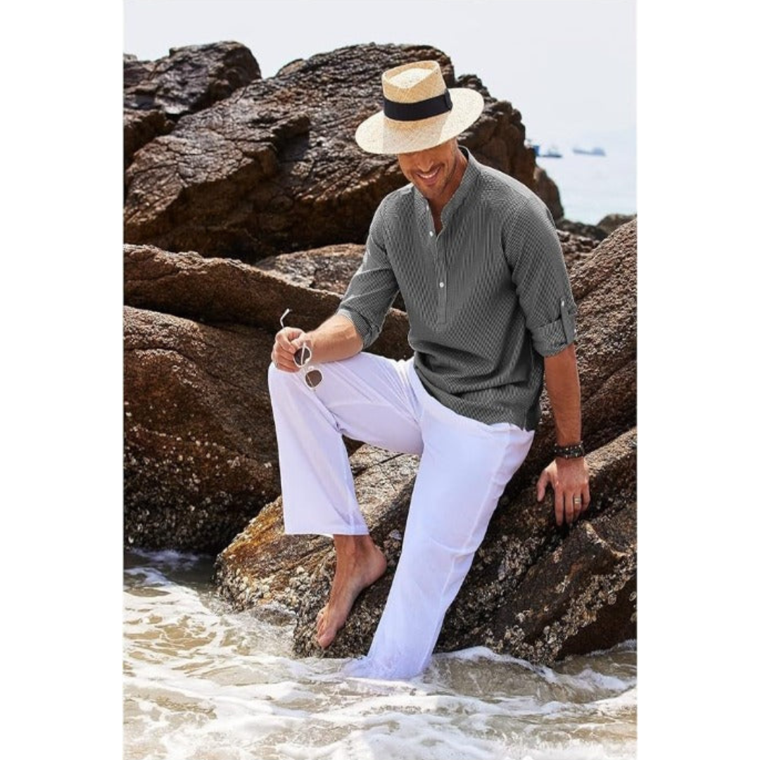 Owen | Men's Half Button Stand Collar Shirt