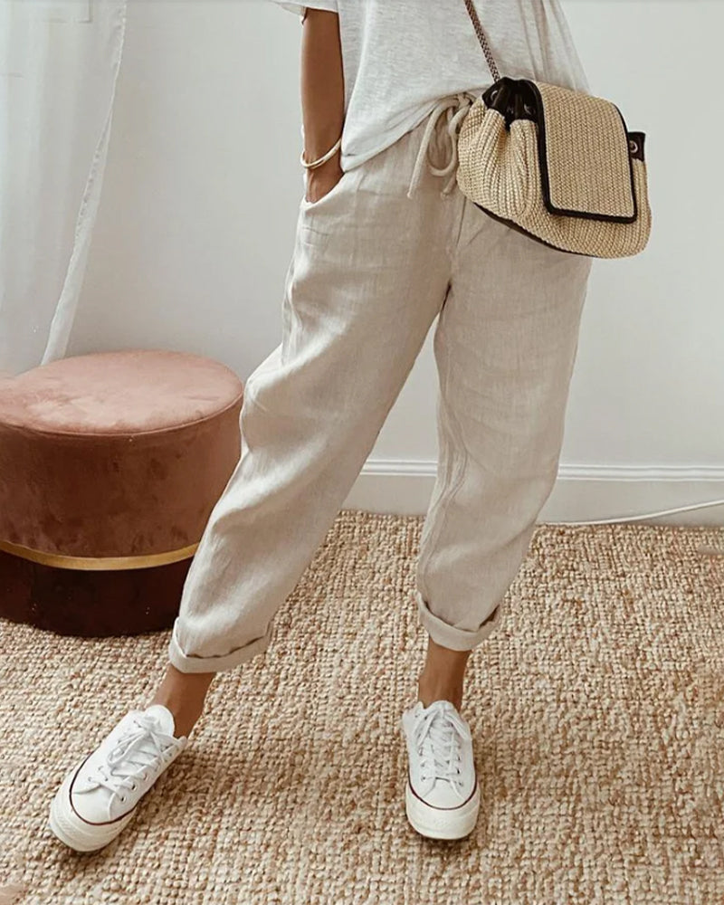 Sofia | Women's Drawstring Linen Pants