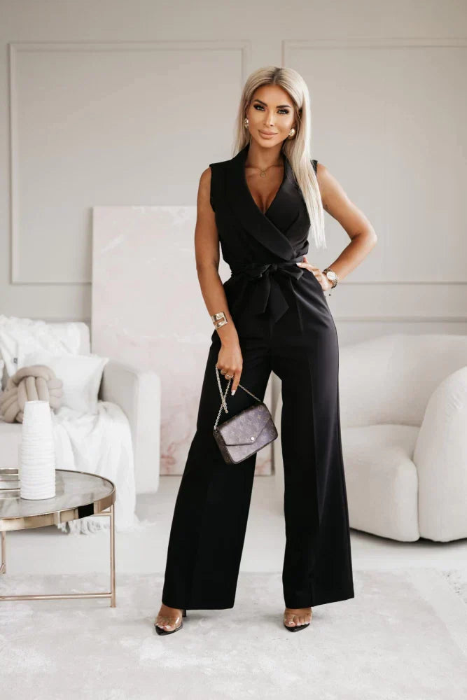 Victoria | Women's V-Neck Wide Leg Formal Jumpsuit