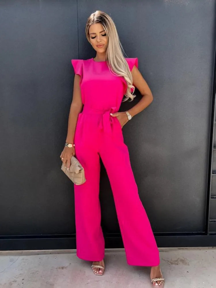 Clara | Women's Ruffled Sleeve Wide-Leg Jumpsuit