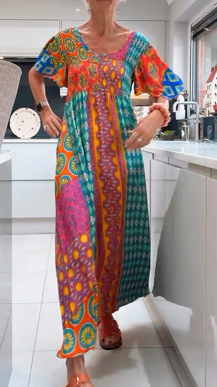 Lydia | Women's Bohemian Short Sleeve Midi Dress