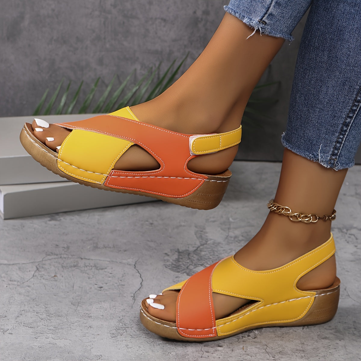 Lila | Women's Color-Block Slingback Wedge Sandals