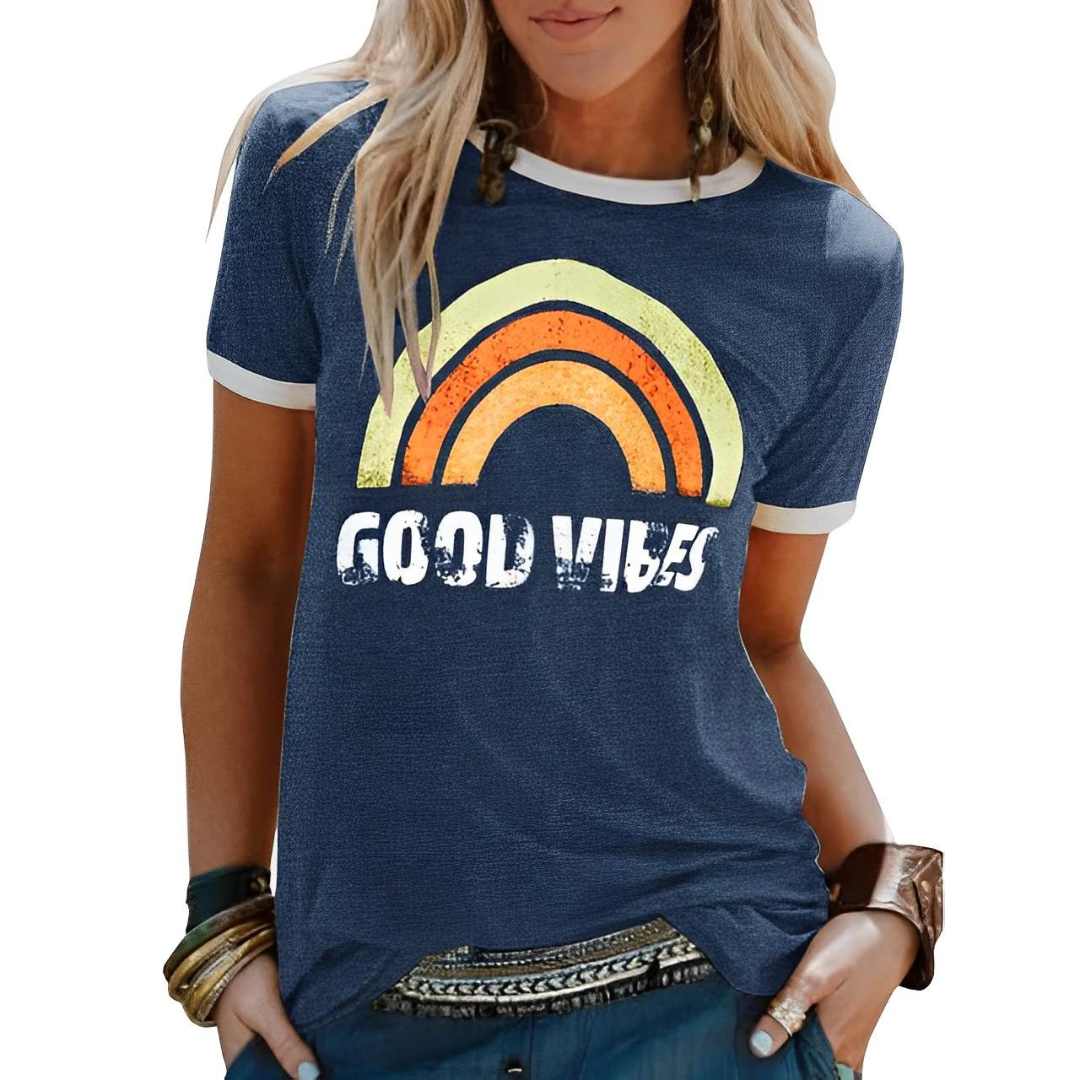 Chloe | Women's Printed Round Neck Short Sleeve T-Shirt