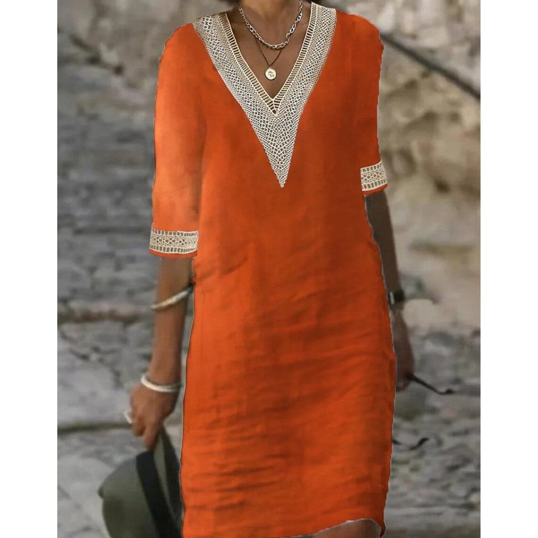 Sienna | Women's Lace Trim V-Neck Mini Dress