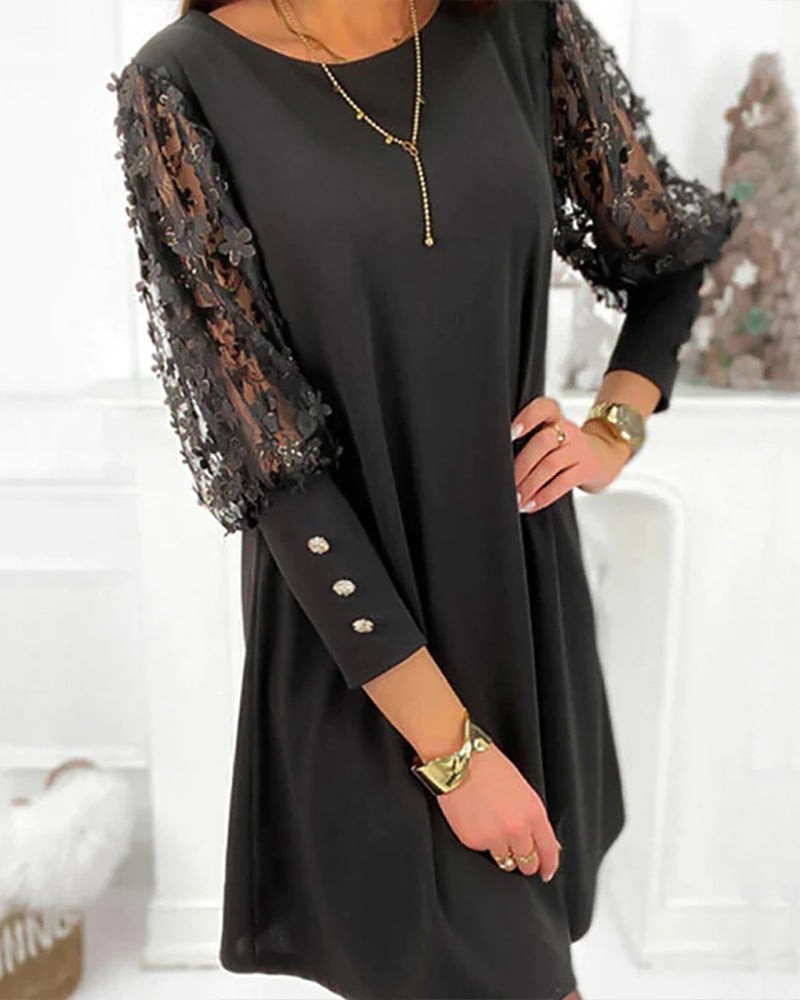 Chloe | Women's Lace Sheer Sleeve Mini Dress