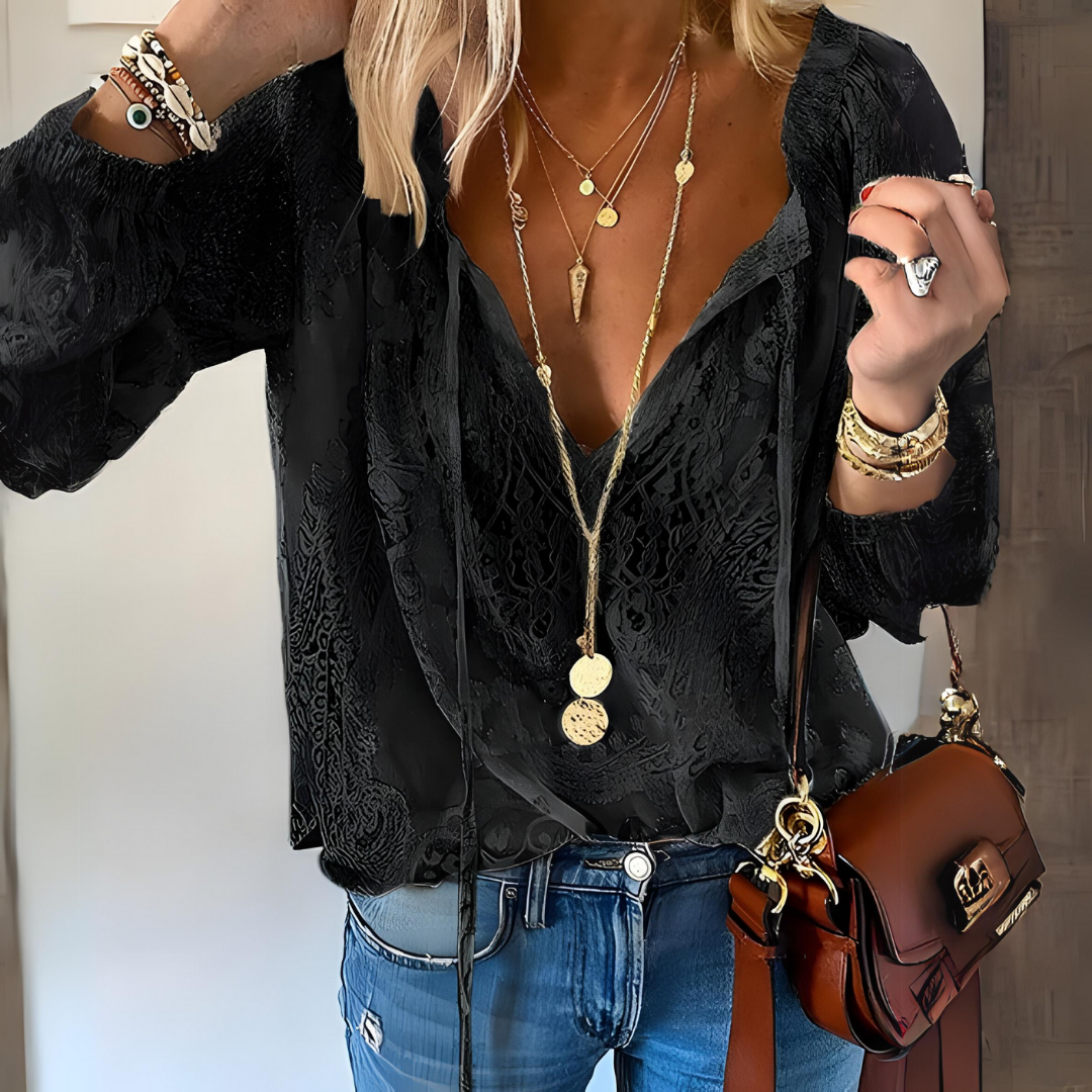 Ella | Women's V-Neck Long Sleeve Summer Blouse