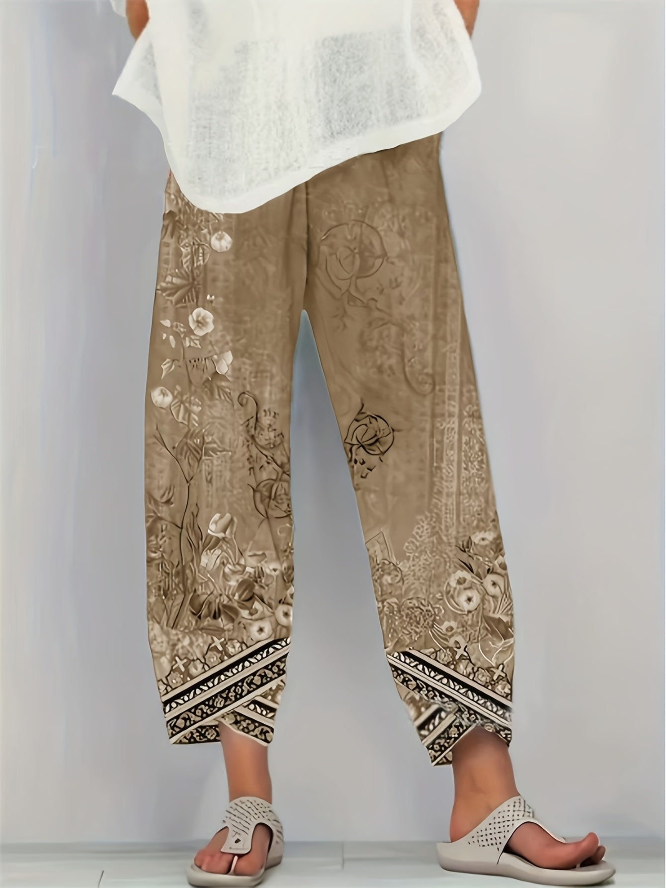 Maya | Women's Boho Floral Wide-Leg Capri Pants