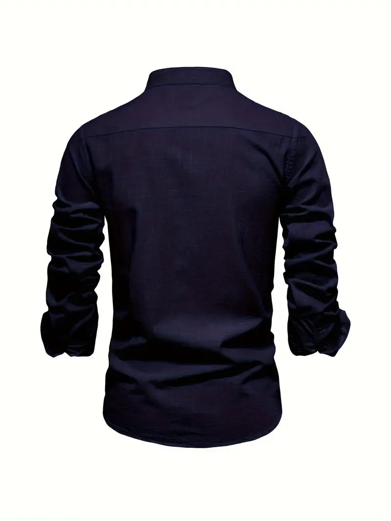 Ethan | Men's Mandarin Collar Button-Down Shirt