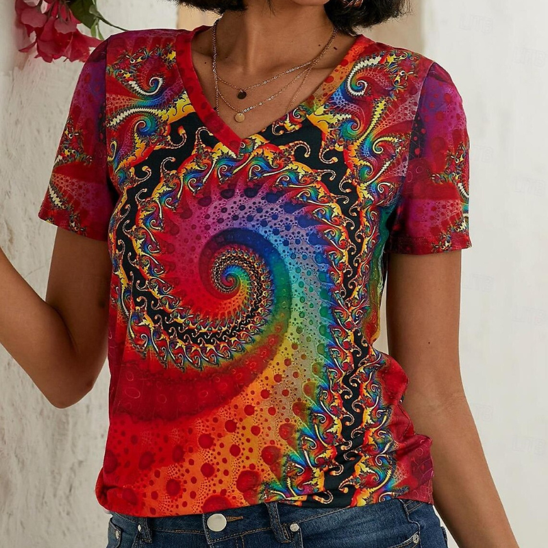 Lily | Women's Colorful V-Neck Short Sleeve Top