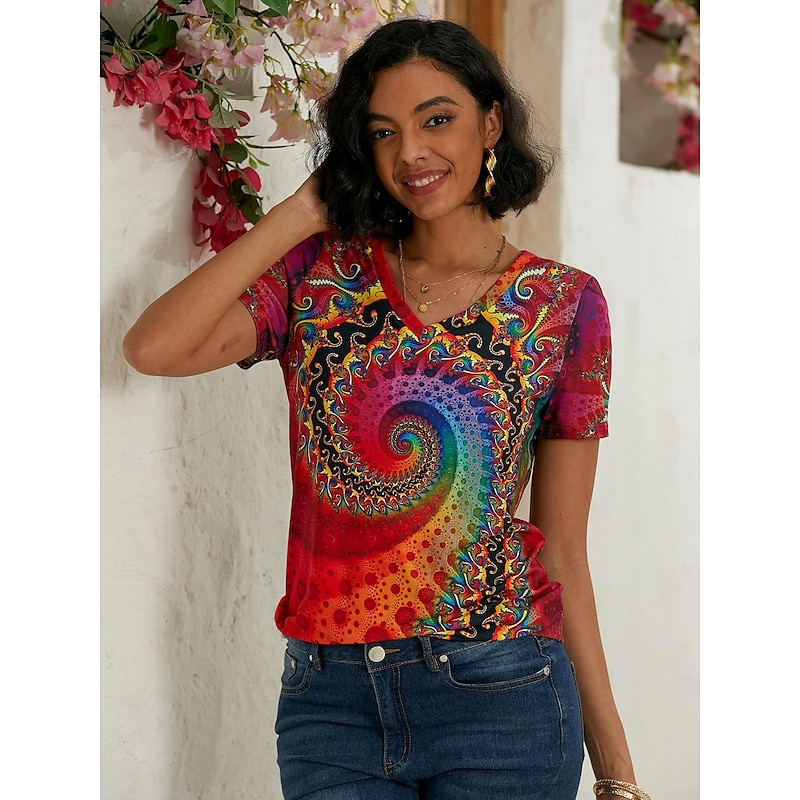 Lily | Women's Colorful V-Neck Short Sleeve Top
