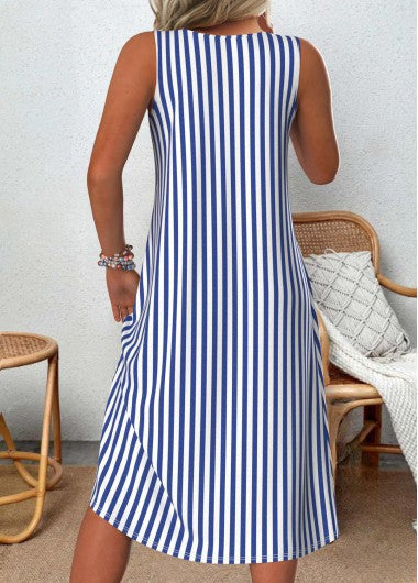 Sophie | Women's Striped Sleeveless Summer Midi Dress